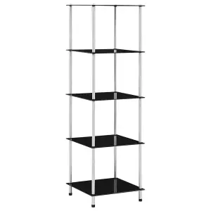 Berkfield 5-Tier Shelf Black 40x40x130 cm Tempered Glass