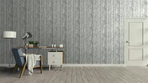 Galerie Blooming Wild Grey/White Birch Tree Motif Wallpaper Roll