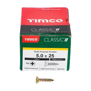 TIMCO Classic Multi-Purpose Countersunk Gold Woodscrews - 5.0 x 25 (200pcs)