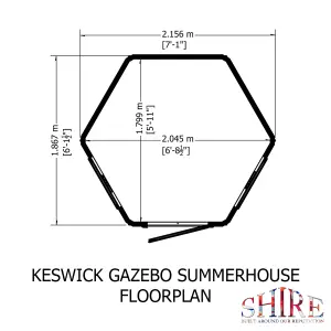 Keswick Hexagon Summerhouse 7x6 with 2 opening windows