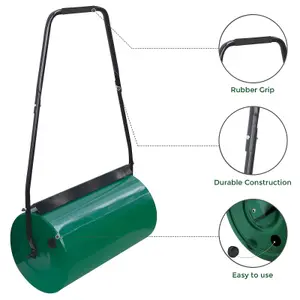 GARDEN LAWN METAL WATER SAND FILLED MANUAL GRASS ROLLER 46L