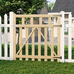 Outdoor Wooden Garden Gate Fence with Door Latch 120cm W x 120cm H