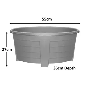 simpa 2PC Grey Grosvenor Oval Plastic Planters - 55cm