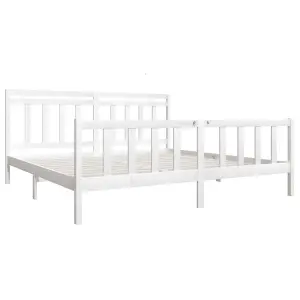 Berkfield Bed Frame White Solid Wood 200x200 cm