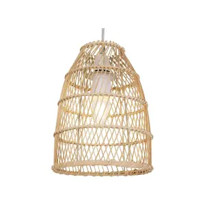 First Choice Lighting Set of 2 Bamboo Natural Bamboo Easy Fit Pendant Shades