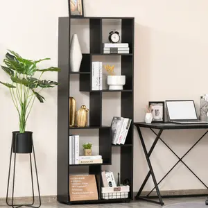 HOMCOM Multipurpose 8-Grid Bookshelf Decorative Shelf, Bathroom, Kitchen Black