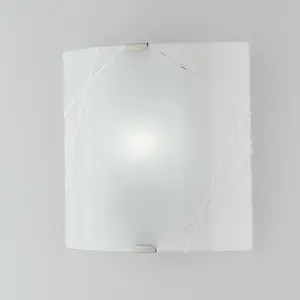 Luminosa PARADISE Patterned Glass Flush Ceiling Light White 26x26cm