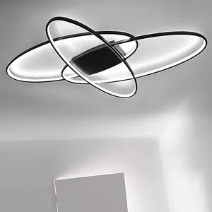 Minimalistic Unique Oval Acrylic Shade LED Semi Flush Ceiling Light Fixture 90cm Cool White