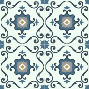 Floor Tile Motif 30.5x30.5cm Blue 10 Tiles Per Pack