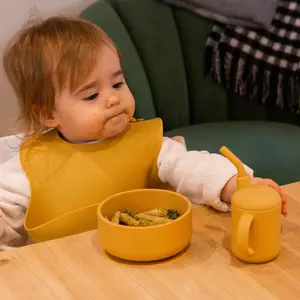 Tiny Dining - Baby Silicone Suction Weaning Set - Ochre - 4pc