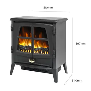 Dimplex Jazz 2kW Black Electric Stove (H)597mm (W)510mm