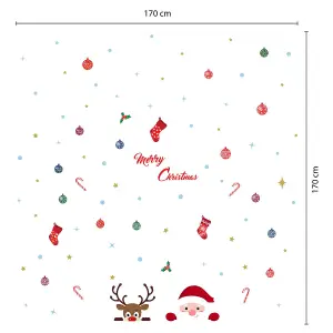 Merry Christmas with Rudolph and Santa Christmas Wall Stickers Living room DIY Home Decorations