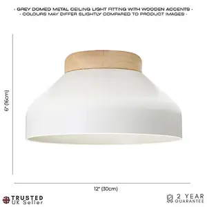 Contemporary Scandinavian Designed Semi Flush Ceiling Light in Muted Dove Grey