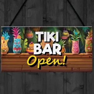 RED OCEAN Tiki Bar OPEN Hanging Garden Bar Pub Plaque Cocktails Beach Decoration Sign Friendship Gift