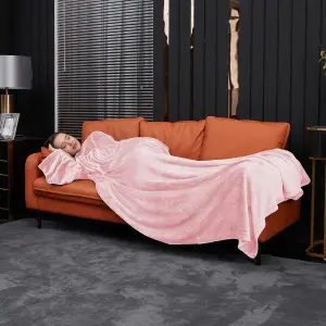 Pink Wearable Super Soft Lounge Blanket