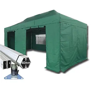 3m x 6m Extreme 40 Instant Shelter Pop Up Gazebos Frame, Canopy & Sides - Green