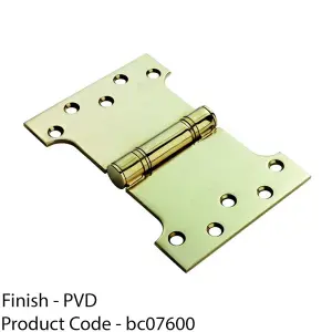 PAIR 101.6 x 101.6 x 3mm Parliament Hinge Polished Brass Internal Door