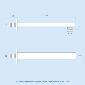 Nes Home Rectangular Wall Mounted Shower Arm Matte Black