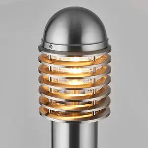 1m Outdoor Post Bollard Light Polished Steel Vandal Proof External Pathway Lamp