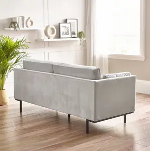 Furniturebox UK Evelyn 3-Seater Velvet Sofa in Taupe Beige On Wooden Frame