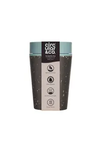 Circular Coffee Cup 8oz Black & Faraway Blue