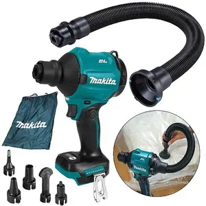 Makita DAS180Z 18v Brushless Dust Blower Inflator Deflator LXT + 5 Nozzle + Hose