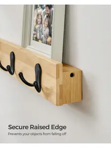 SONGMICS Wall-Mounted Coat Rack, Coat Hooks With Shelf, 5 Double Metal Hooks, Space-Saving, For Hallway, Each Loads Up To 55 Lb