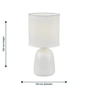 Mellisha 25.5Cm Table Lamp Set (Set of 2) White Glaze / White