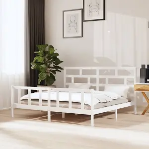 Berkfield Bed Frame White Solid Wood Pine 200x200 cm