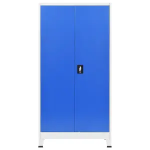 Berkfield Office Cabinet Metal 90x40x180 cm Grey and Blue