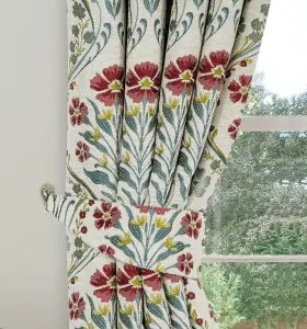 Home Curtains Vermont Chenille Floral Tapestry Fully Lined 65w x 90d" (165x229cm) Blue Pencil Pleat Curtains (PAIR)