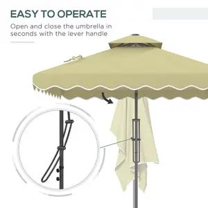 Outsunny 2.5m Square Cantilever Garden Parasol Umbrella with Cross Base, Beige