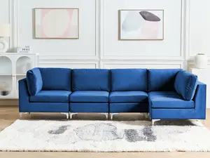 Corner Sofa EVJA Navy Blue Velvet Left Hand