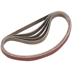 5 Pack of 10mm x 330mm 80 Grit Sanding Belts - Aluminium Oxide for Detail Sanding