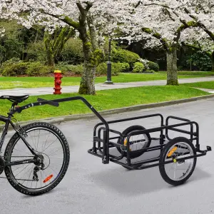 HOMCOM Folding Bicycle Cargo Storage Cart and Luggage Trailer with Hitch