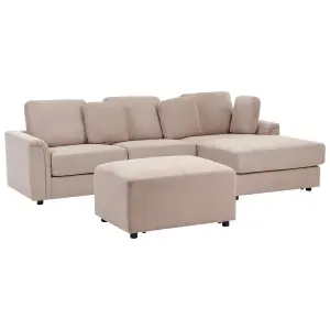 Left-Hand Corner Sofa with Ottoman KOHLO Taupe Fabric Left Hand