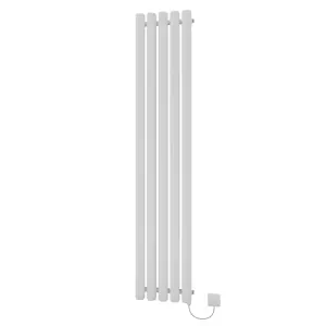 Ximax Vulkan Round Tube VUE1800210W White Electric & gas Vertical Electric designer 4096BTU Radiator, (W)360mm x (H)1800mm