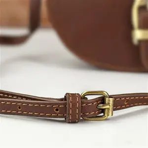 Barbour Ladies Crossbody Leather Saddle Bag - Brown