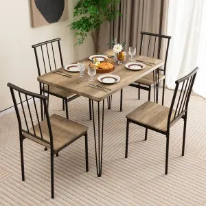 Costway 5-Piece Dining Table Set Kitchen Table 4 Chairs Set with Metal Frame