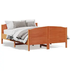 Berkfield Bed Frame without Mattress Wax Brown 135x190 cm Double Solid Wood Pine