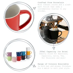 Argon Tableware - Matte Coloured Coffee Mugs - 350ml - Red - Pack of 6