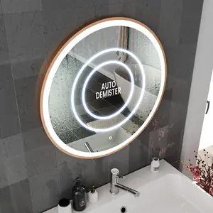 Harper & Harlow 800x800 Lyra Brushed Brass LED Illuminated Round Bathroom Mirror