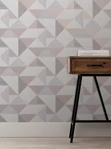 Fine Decor Melrose Grey Metallic effect Geometric Smooth Wallpaper Sample