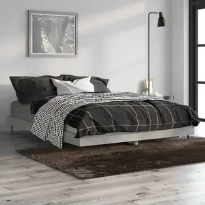 Berkfield Bed Frame Concrete Grey 140x190 cm Engineered Wood