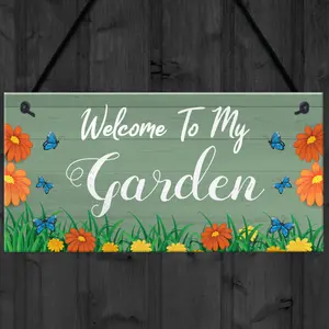 Red Ocean Welcome To My Garden Sign Hanging Door Wall Sign Garden Signs And Plaques Shed Summerhouse Sign Gift For Him Her