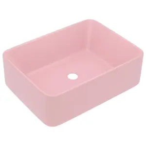 Berkfield Luxury Wash Basin Matt Pink 41x30x12 cm Ceramic