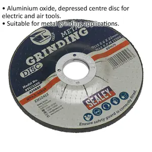 Premium Aluminium Oxide DPC Metal Grinding Disc - 115mm x 6mm with 22mm Bore