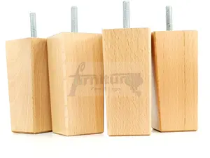 4x REPLACEMENT FURNITURE LEGS SOLID WOODEN FEET 110mm HIGH SOFAS CHAIRS SETTEE CABINETS M10 Natural