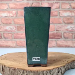 7cm Glazed Bonsai Pot - Cascade - 7cm x 15cm - Dark Green