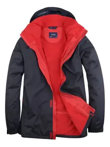 Uneek - Unisex Deluxe Outdoor Jacket - Main Fabric: 100% Polyester Waterproof Coated Fabr - Navy/Red - Size 4XL